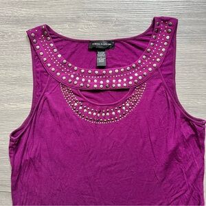 Indie Purple Scoopneck Studded Flowy Tank Top